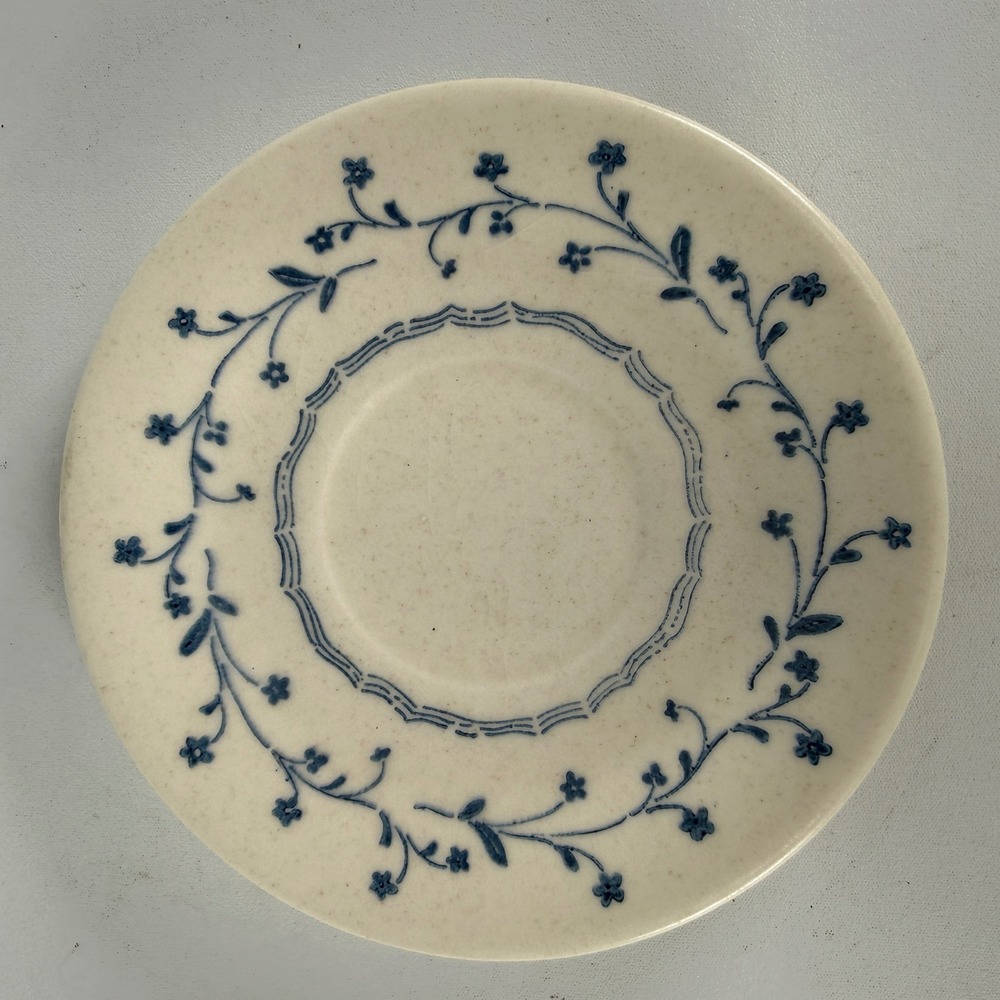 Royal China Americana Saucers Set of 2 Blue Floral Cream Ironstone USA Vintage